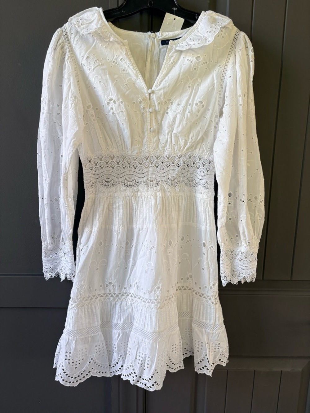 French Connection White Eyelet Lace Mini Dress